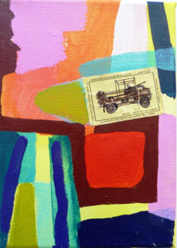 Matchbox Series number 10. 12.7 x 17.7 x 1.7 cm. Mixed Media on Canvas. F G Davis. 2013