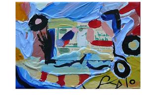 BIAH BIAH. (detail) Mixed Media on Canvas. 17.5x13cm. LABELS SERIES 55.