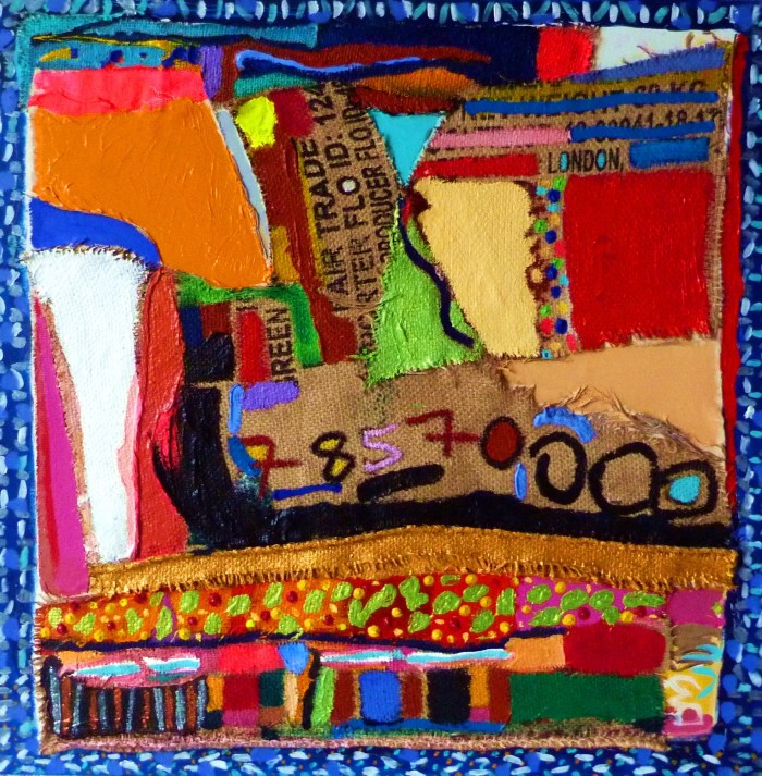 COFFEE SACK SERIES No 18. ( LONDON 7857000 ) 80 x 80 x 3.5 cm. 2018.